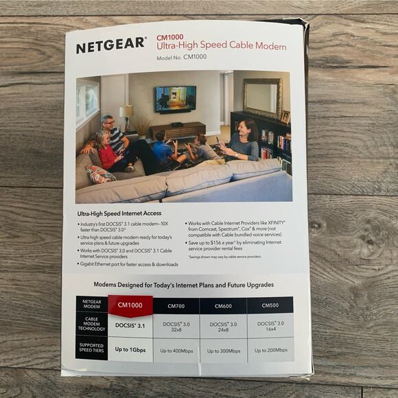 NETGEAR CM1000 ULTRA-HIGH SPEED CABLE MODEM‎ DOCSIS 3.1 -EUC - Picture 2 of 5